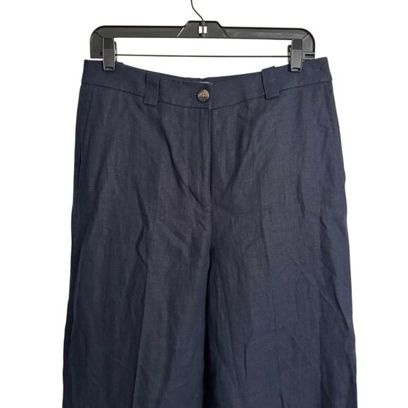 BODEN Westbourne Linen Pants 8R Navy Wide Leg - Picture 3 of 10